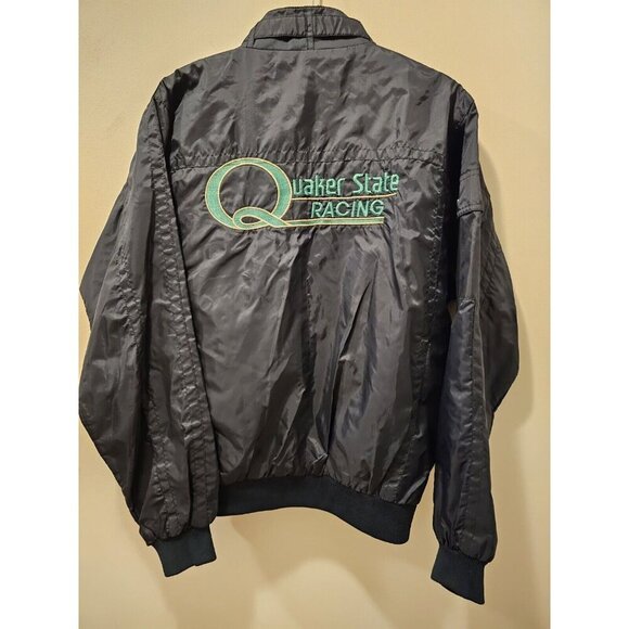 Men's Vintage Quaker State Racing Zip Up Jacket Black Size Medium - Picture 2 of 13